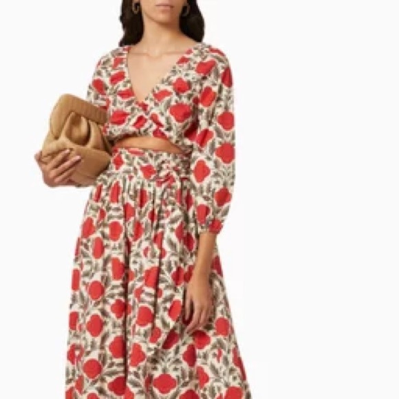 RHODE Este Top Garden of Dream Red Floral NWT Size Large - Picture 5 of 15